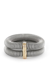 Alor Kai Double Row Spring Coil Cable Bracelet W Pave Diamonds Gray