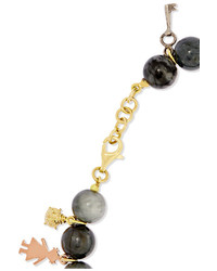 Carolina Bucci Recharmed Lucky 18 Karat Yellow Rose And White Gold And Agate Bracelet Gray