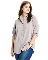 Svoboda Matte Crepe Relaxed Fit Blouse With Exposed Buttons