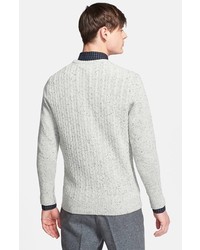 Ami Alexandre Mattiussi Cable Knit Donegal Wool Crewneck Sweater