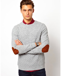 Asos Cable Sweater With Elbow Patches