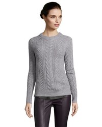 Hayden Blush Cable Knit Cashmere Crewneck Sweater