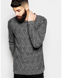 Asos Brand Cable Knit Sweater With Wool