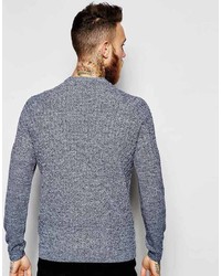 Asos Brand Lightweight Cable Knit Sweater In Navy Twist