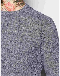 Asos Brand Lightweight Cable Knit Sweater In Navy Twist