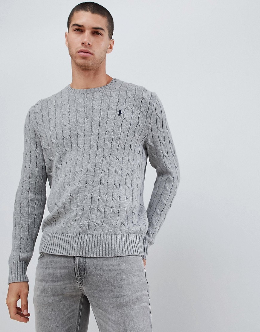 ralph lauren cable knit jumper grey