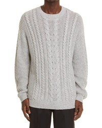 Agnona Cable Crewneck Sweater In Sage At Nordstrom