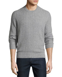 Neiman Marcus Cable Knit Cashmere Crewneck Sweater