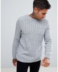 ASOS DESIGN Cable Knit Jumper In Grey Twist