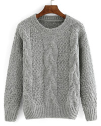Cable Knit Loose Grey Sweater