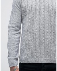 Asos Cable Sweater In Gray Twist