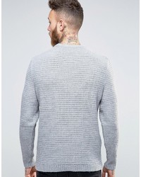 Asos Cable Sweater In Light Gray