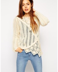 Asos Collection Premium Cable Sweater With Crochet Inserts