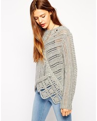Asos Collection Premium Cable Sweater With Crochet Inserts