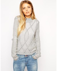 Asos Collection Sheer Sweater With 3d Cable Detail And Turtleneck