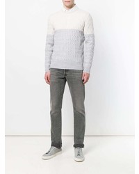 Eleventy Colourblock Cable Knit Sweater