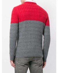 Eleventy Colourblock Cable Knit Sweater