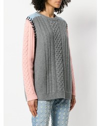 Chinti & Parker Contrast Sleeve Aran Knit Sweater