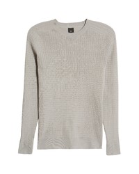 River Island Cotton Cable Crewneck Sweater In Grey At Nordstrom
