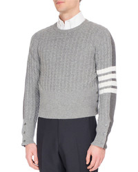 Thom Browne Four Bar Cable Knit Cardigan Back Cashmere Sweater