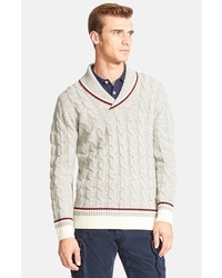 Michael Bastian Gant By Michl Bastian Cable Knit Wool Shawl Collar Sweater