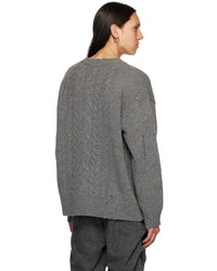 We11done Gray Destroyed Sweater