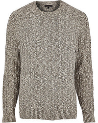 River Island Grey Cable Knit Sweater