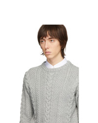 Thom Browne Grey Merino Aran Cable Sweater