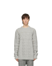 Paul Smith Grey Virgin Wool Cable Knit Sweater