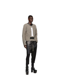 Rick Owens Grey Wool Cable Knit Sweater