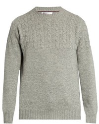 Brunello Cucinelli Half Cable Knit Wool Blend Sweater