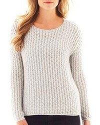 jcpenney Jcp Long Sleeve Boatneck Pointelle Sweater