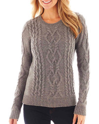 jcpenney Jcp Long Sleeve Chunky Cable Sweater Tall