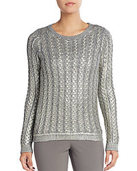 Laminated Metallic Cable Knit Sweater