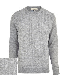 River Island Light Grey Cable Knit Sweater