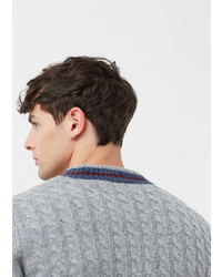 Mango Man Cable Knit Wool Blend Sweater