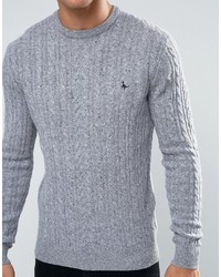 Jack Wills Merino Sweater In Cable Gray Marl