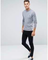 Jack Wills Merino Sweater In Cable Gray Marl