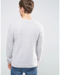 Asos Mohair Mix Cable Sweater In Gray