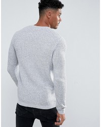 Asos Muscle Fit Lightweight Cable Sweater In Gray