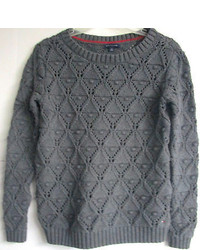 Tommy Hilfiger Nwt Heavy Gray Pull  Over Size Smcable Knit Sweater