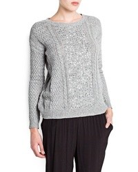 Mango Outlet Sequined Cable Knit Sweater