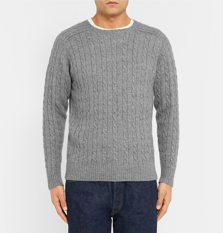 Beams Plus Cable Knit Wool Sweater, $175 | MR PORTER | Lookastic.com