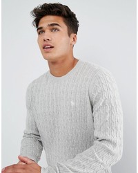 Abercrombie & Fitch Preppy Cable Knit Sweater Moose Logo In Gray