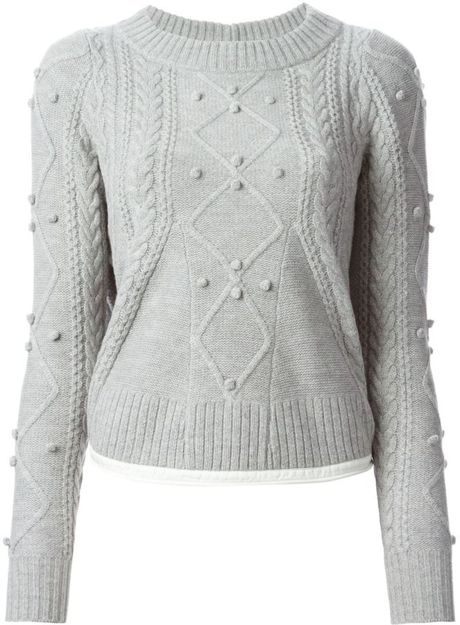Sacai Luck Crew Neck Cable Knit Sweater, $685 | farfetch.com