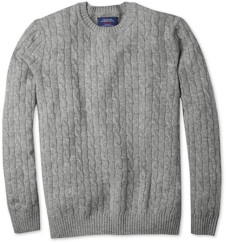 Charles Tyrwhitt Silver Grey Lambswool Crew Neck Sweater, $49 | Charles ...