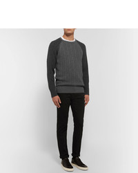 Burberry Slim Fit Two Tone Cable Knit Cashmere Sweater