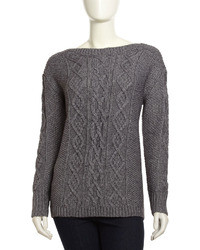 Lauren Hansen Slouchy Cable Knit Sweater Gray