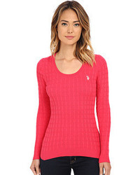 U.S. Polo Assn. Solid Cable Knit Scoop Neck Pullover