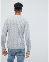 Asos Tall Cable Knit Sweater In Gray